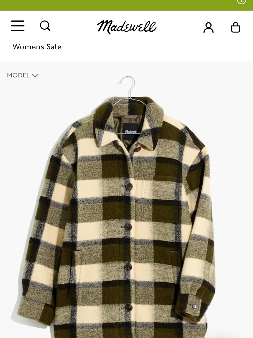 Madewell Belrose Shirt-Jacket in Maran Plaid size S